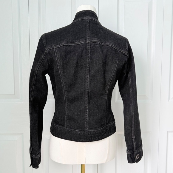 CHICO'S PLATINUM | Black Denim Moto Style Jacket Sz 4 - Picture 2 of 7
